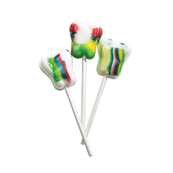 Dr. John's Inspired Sweets Sugar Free Xylitol Rainbow Tooth-Shaped Lollipops (120)