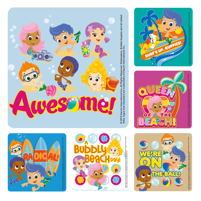 100 Custom Bubble Guppies Birthday Kiss Candy Favor Labels – 3/4 Inch Paper Stickers