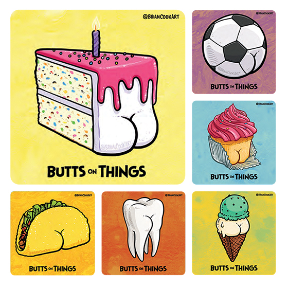 Butts on Things Stickers
