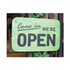 Green We're Open Sign Postcard