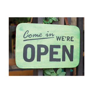 Green We're Open Sign Postcard