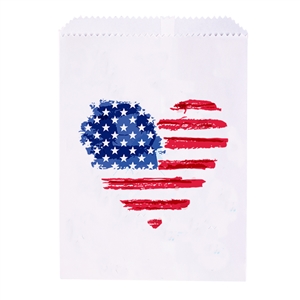 American Flag Heart Paper Bags